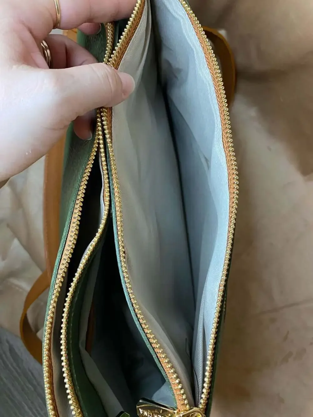 Valentina Green and Tan Crossbody Bag